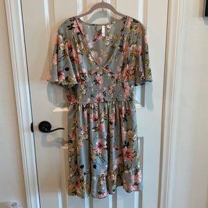 Xhilaration Grey and Pink Floral Dress *Size L*
